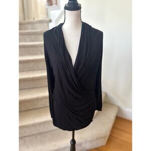 Seraphine Black Surplice Draped Long Sleeve Nursing Maternity Top
